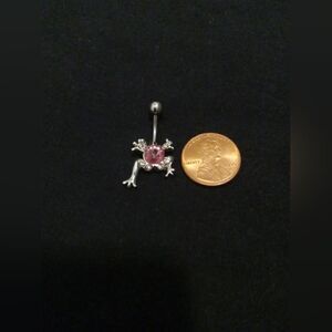 frog belly ring with colorful rhinestones